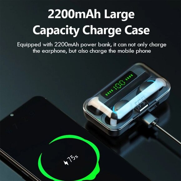 Bluetooth 5.1 Wireless Headphones with Built-in HD Mic and Charging Case - Picture 4 of 5